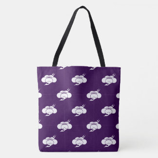 Tote Bag Cloud japonais et Motif soleil sur violet