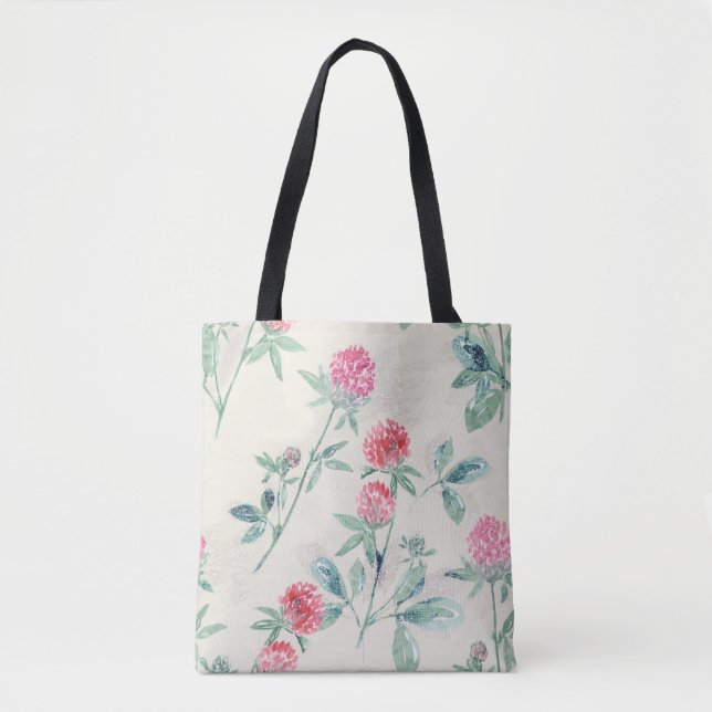 Tote Bag Clover, shamrock sur beige. (Devant)
