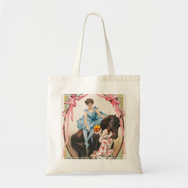 Tote Bag Clown Distribuant Des Fleurs À Une Femme À Cheval (Devant)