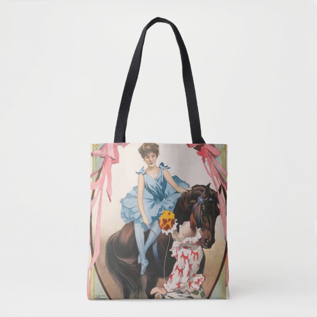 Tote Bag Clown Distribuant Des Fleurs À Une Femme À Cheval (Devant)