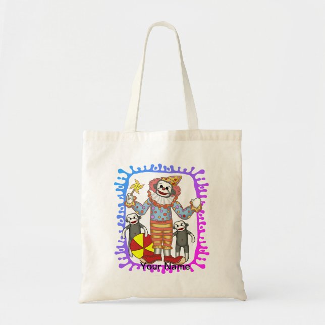 Tote Bag Clown Singe Chaussette  (Devant)