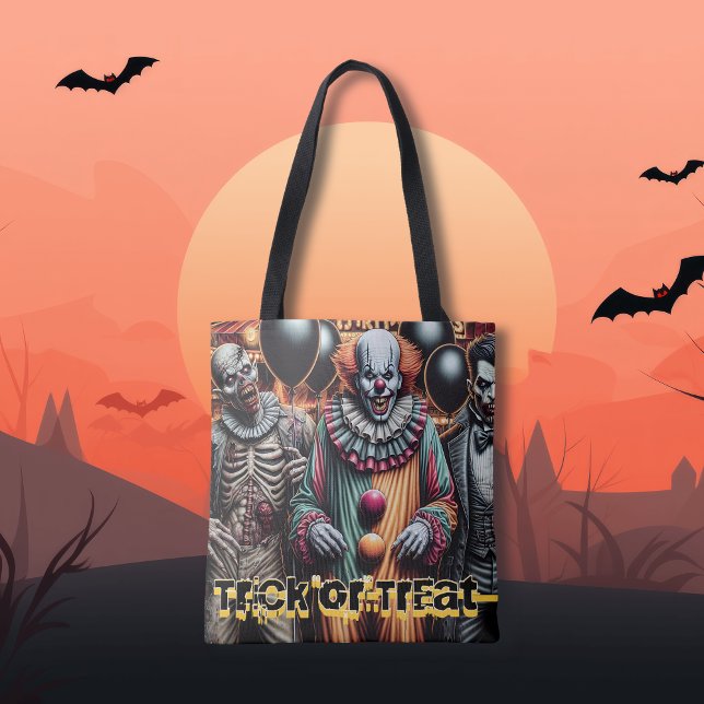 Tote Bag Clown, Vampire et Zombie Halloween Trick ou Treat (Créateur téléchargé)