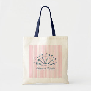Tote Bag Club Carbs Croissant rayures françaises rose drôle
