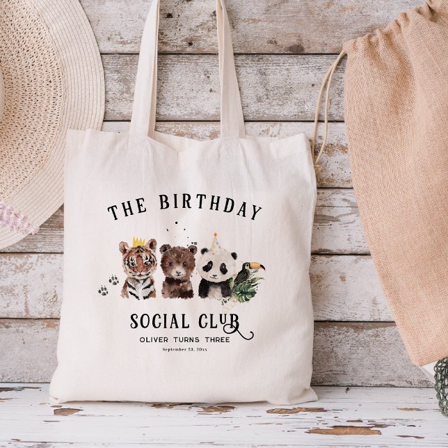 Tote Bag Club d'anniversaire | Nom de l'animal Jungle (Créateur téléchargé)