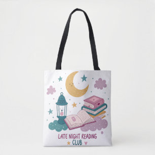 Tote Bag Club de lecture de fin de nuit Lune et livres