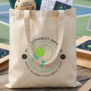 Tote Bag Club de pickleball sportif noir simple moderne