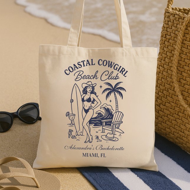 Tote Bag Club de plage Cowgirl côtière Enterrement de vie d (Créateur téléchargé)
