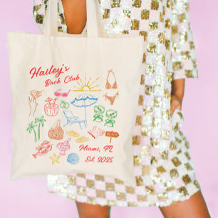 Tote Bag Club de plage personnalisé Bachelorette Côte