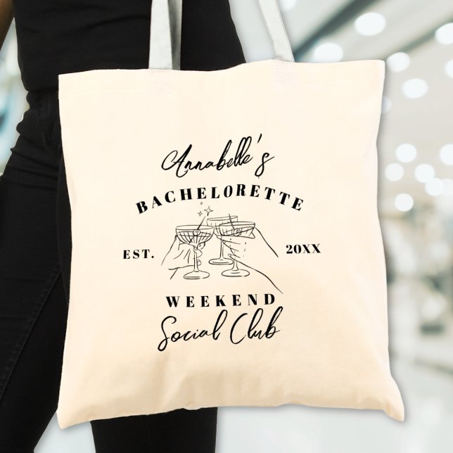 Tote Bag Club Social Enterrement de Vie de Jeune Fille (Social Club Bachelorette Party Tote Bag)