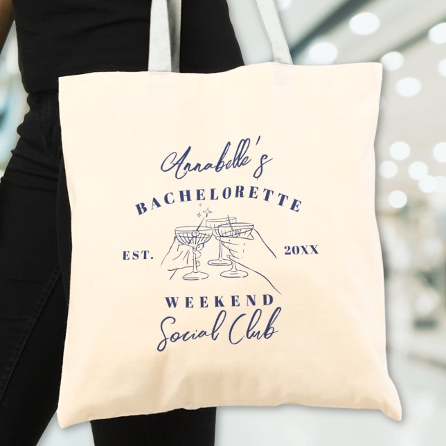 Tote Bag Club Social Enterrement de Vie de Jeune Fille Prép (Social Club Preppy Bachelorette Party Tote Bag)