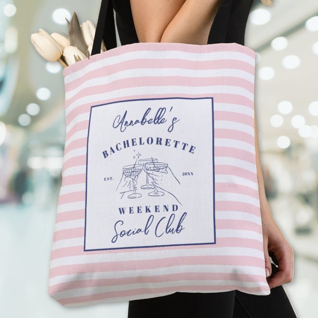 Tote Bag Club Social Enterrement de Vie de Jeune Fille Prép (Social Club Preppy Bachelorette Party Tote Bag)