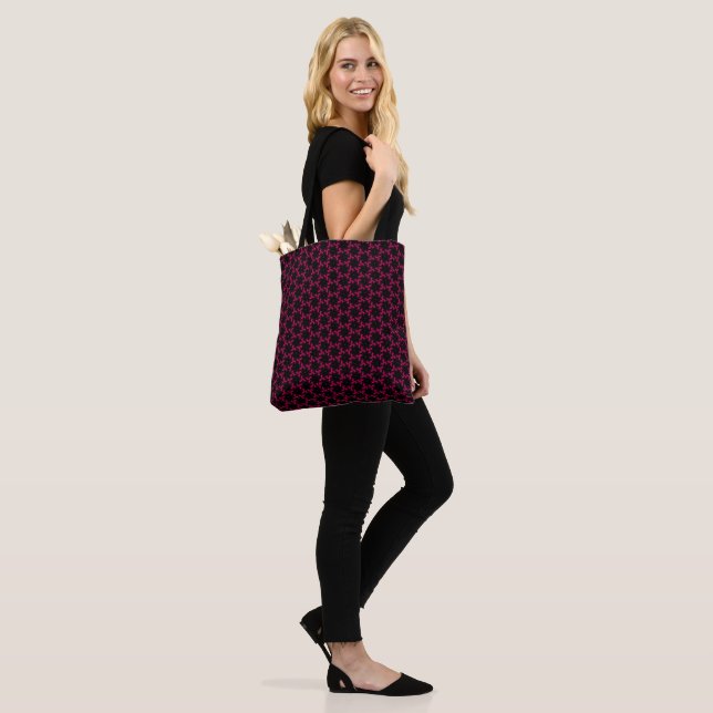 Tote Bag Cluster de fleurs rose et noire (Sur le modèle)