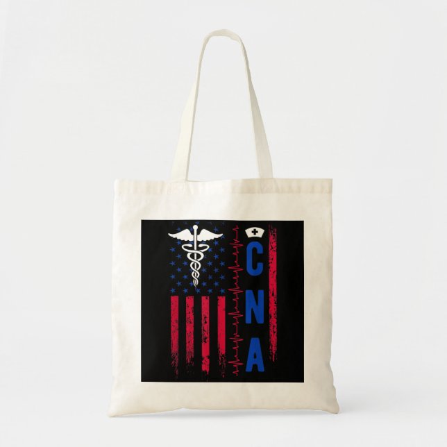 Tote Bag CNA Nurse USA Drapeau Certified Nurse Assistant Ho (Devant)