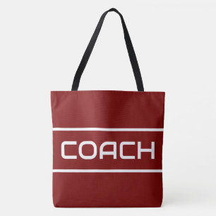 Tote Bag COACH Sporty Fun Texte Blanc Bandes Sur Rouge Vint
