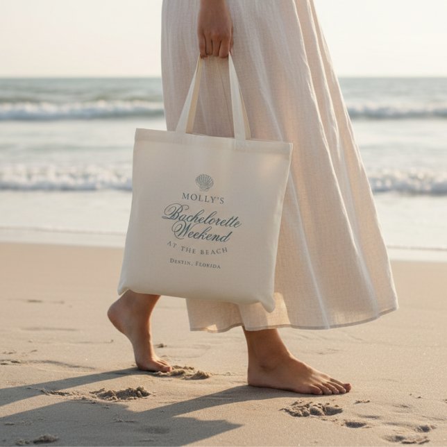 Tote Bag Coastal Blue Seashell Bachelorette (Coastal Blue Seashell Bachelorette Tote Bag)