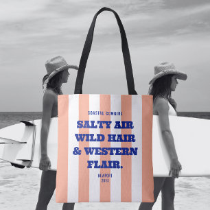 Tote Bag Coastal Cowgirl Western Flair rose Cabana Stripe