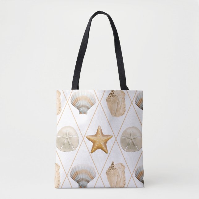 Tote Bag Coastal Starfish and Seashells (Devant)