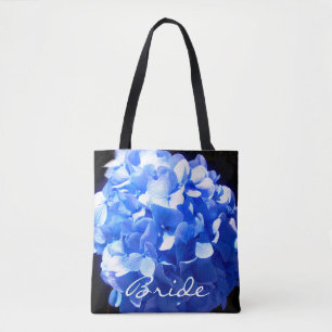 Tote Bag Cobalt bleu floral élégant bleu hydrangées