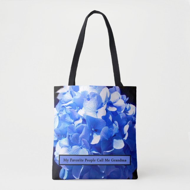 Tote Bag Cobalt bleu floral élégant bleu hydrangées (Devant)