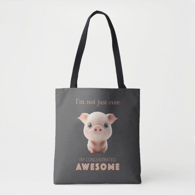 Tote Bag Cochon Concentré Awesome mignon adorable Citation  (Devant)