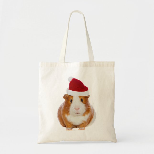 Tote Bag Cochon de Guinée à Père Noël casquette (Devant)