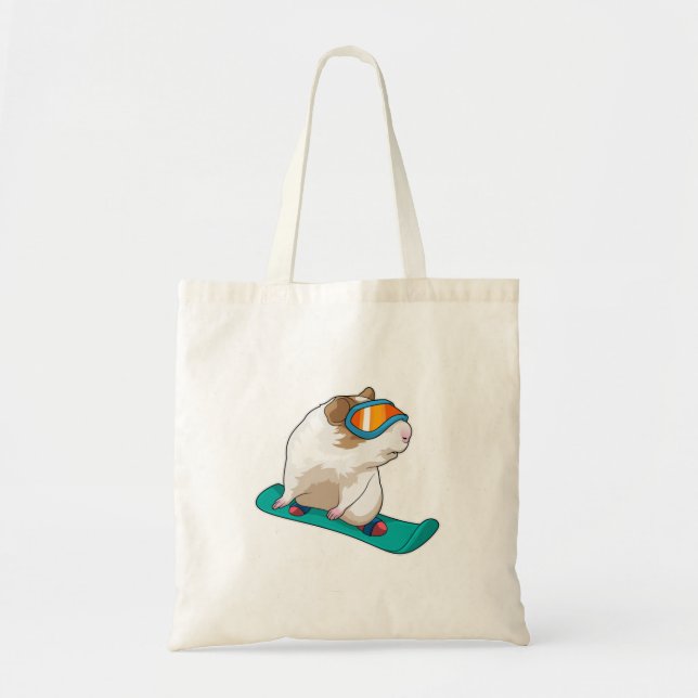 Tote Bag Cochon de Guinée Snowboard Snowboard (Devant)