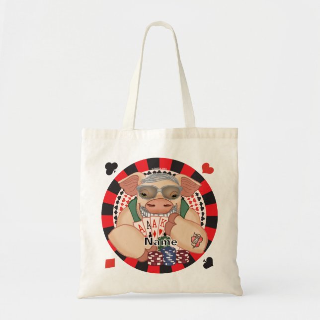 Tote Bag Cochon de poker souriant (Devant)