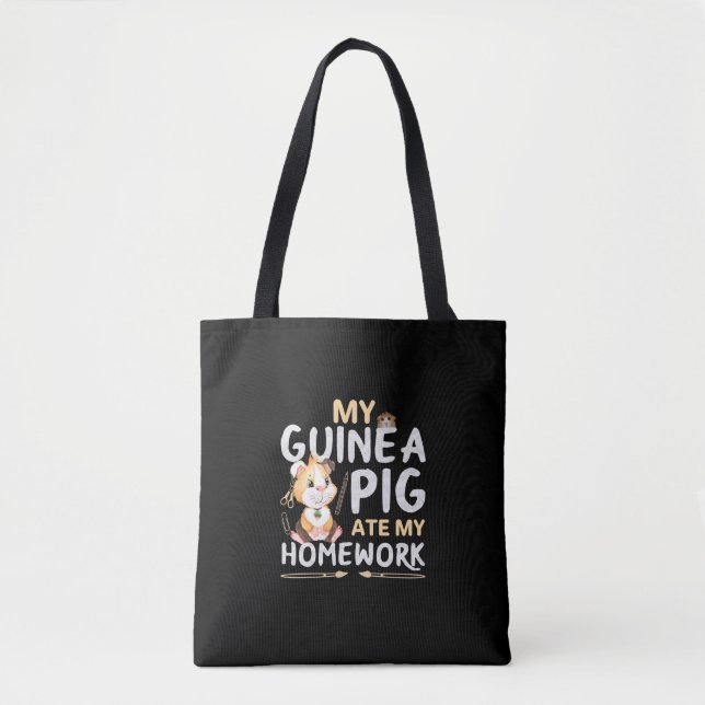 Tote Bag Cochon d'Inde Mignon a Mangé Mon Devoir (Devant)