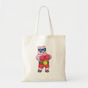 Tote Bag Cochon en boîte avec gants de boxe