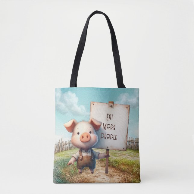 Tote Bag Cochon - Manger plus de gens (Devant)