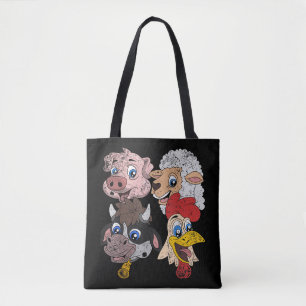 Tote Bag Cochon Mouton Vache Poulet Enfants Tout-petits Drô