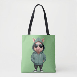 Tote Bag Cochon portant Sweat - shirt à capuche drôle Cool 