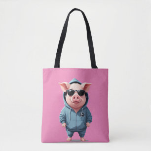 Tote Bag Cochon portant Sweat - shirt à capuche drôle Cool