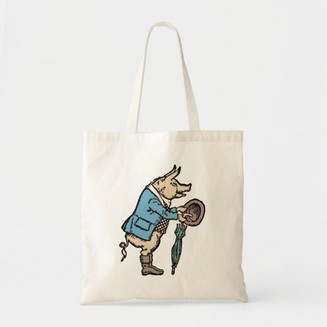 Tote Bag Cochon portant une veste Antique formelle (Devant)