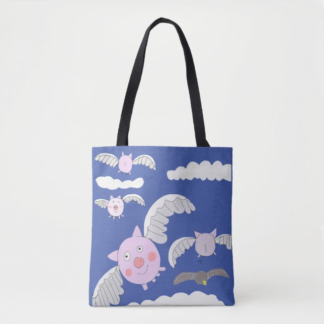 Tote Bag Cochon volant amusant (Devant)