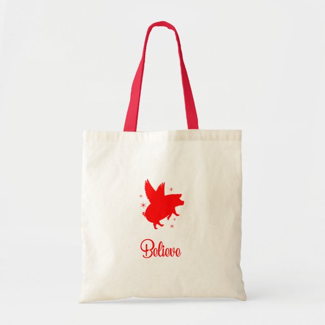 Tote Bag Cochon Volant Croire (Devant)