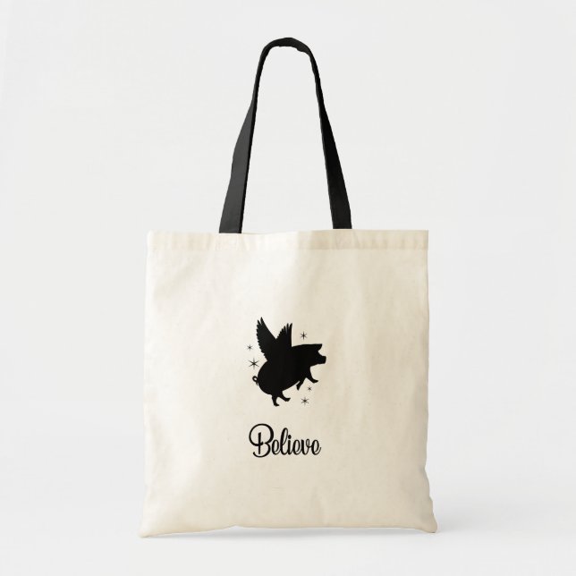 Tote Bag Cochon Volant Croire (Devant)