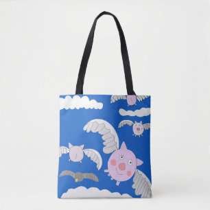 Tote Bag Cochons volants et corbeau