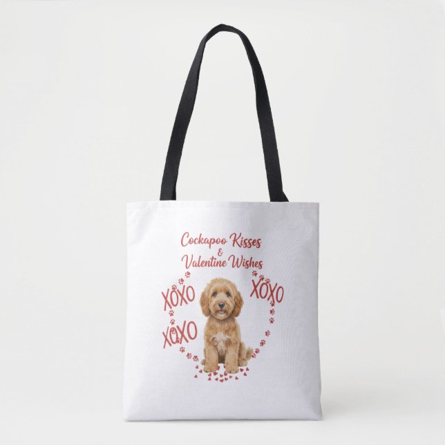 Tote Bag Cockapoo Bisous Vœux de la Saint-Valentin Amoureux (Devant)