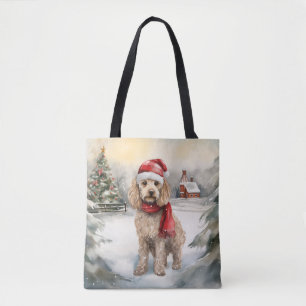 Tote Bag Cockapoo Dog in Snow Christmas