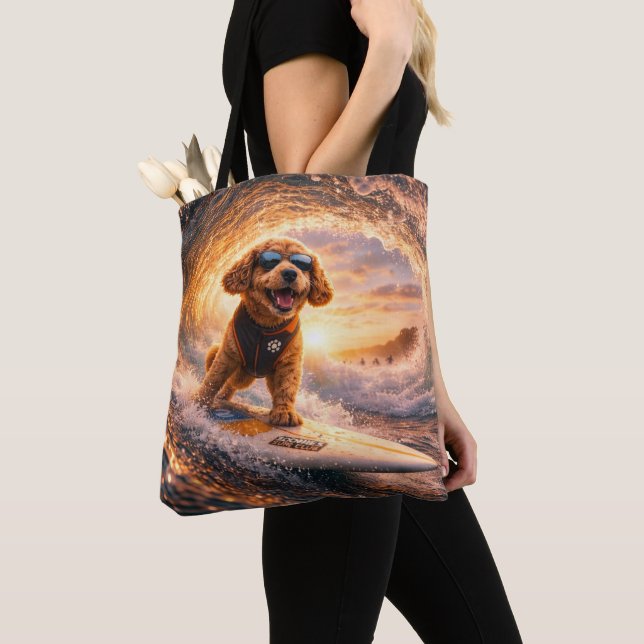 Tote Bag Cockapoo Luxueux Surf – Art du Chien Océan (De près)