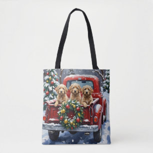 Tote Bag Cockapoo Noël Camion Rouge Fêtes