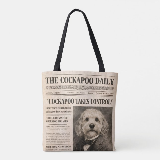 Tote Bag Cockapoo Vintage Newspaper  (Dos)