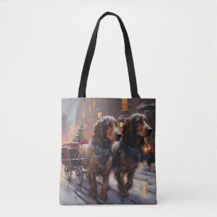 Tote Bag Cocker Spaniel anglais période de fêtes de Noël