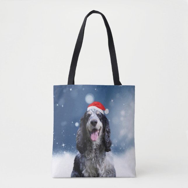 Tote Bag Cocker Spaniel Chien Avec Noël Santa Hat (Devant)