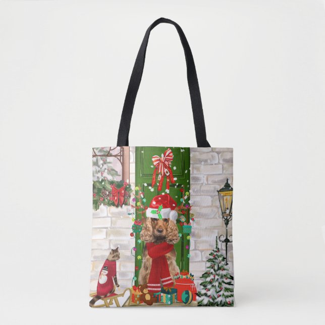 Tote Bag Cocker Spaniel Chien Noël (Devant)