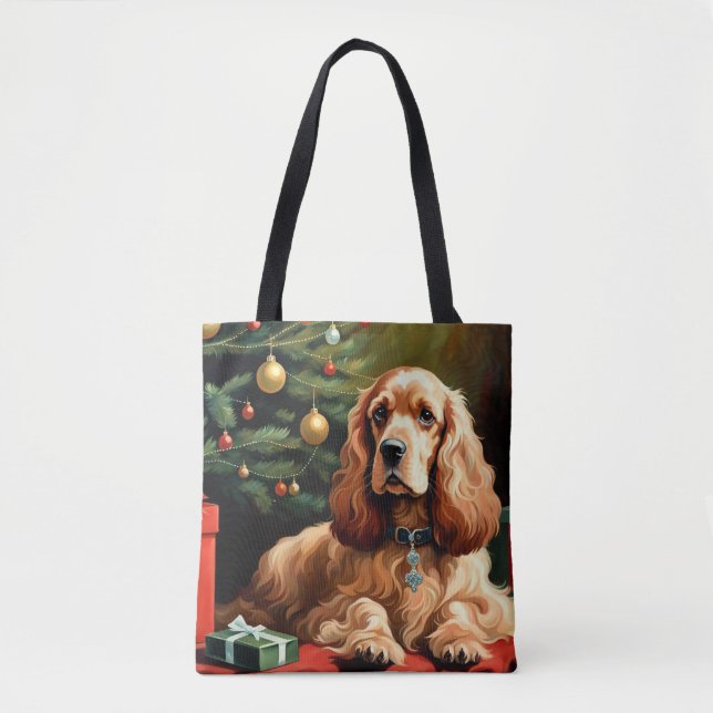 Tote Bag Cocker Spaniel Christmas (Devant)