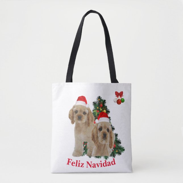 Tote Bag Cocker spaniel Joyeux Noël (Devant)