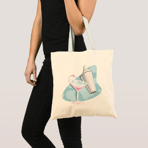 Tote Bag Cocktail Pink Martini et shaker argenté