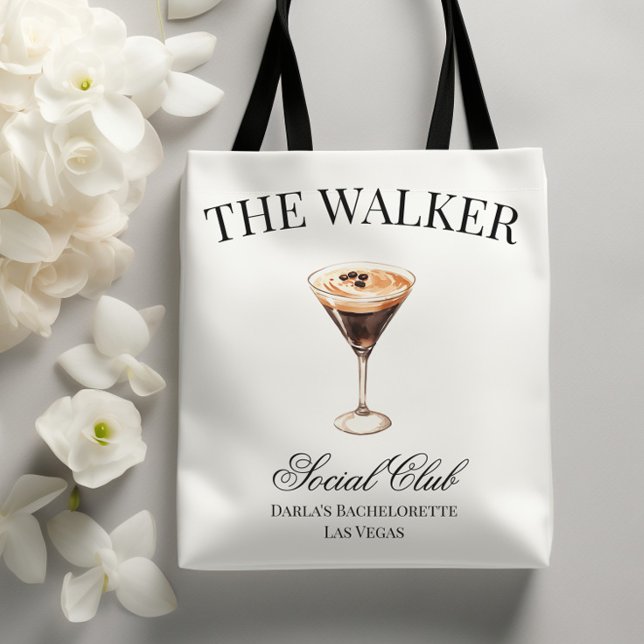 Tote Bag Cocktail Social Club Espresso Martini Bachelorette (Custom Name Social Club Tote Bag)